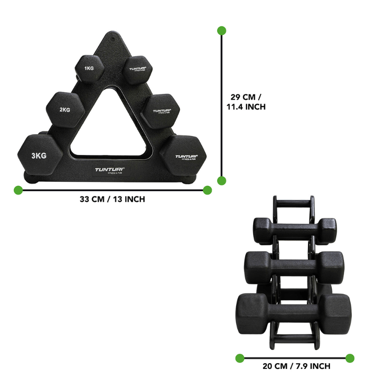 Neoprene Dumbbell Set 1kg - 3kg + Stand detail image 5