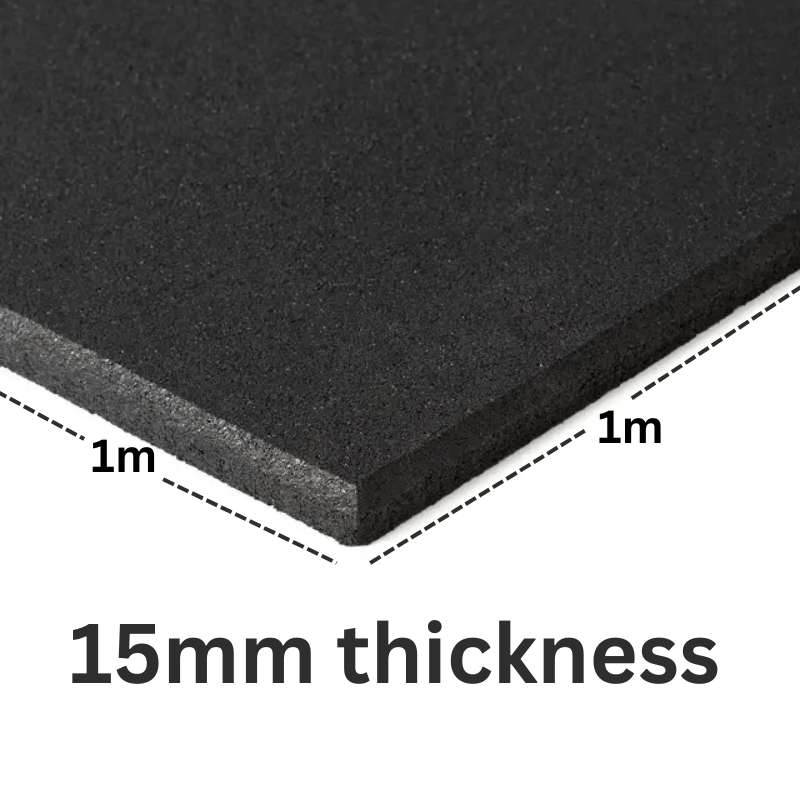 Heavy Duty 15mm Rubber Gym Flooring - Black detail image 2