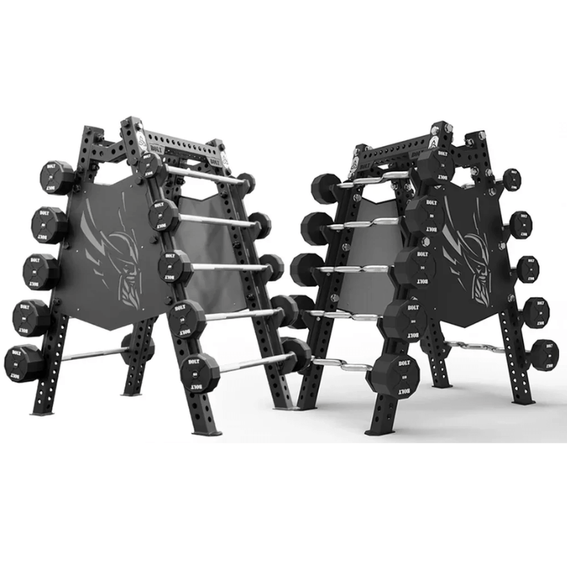 Fixed Straight & EZ Curl Barbell Set + Rack product image