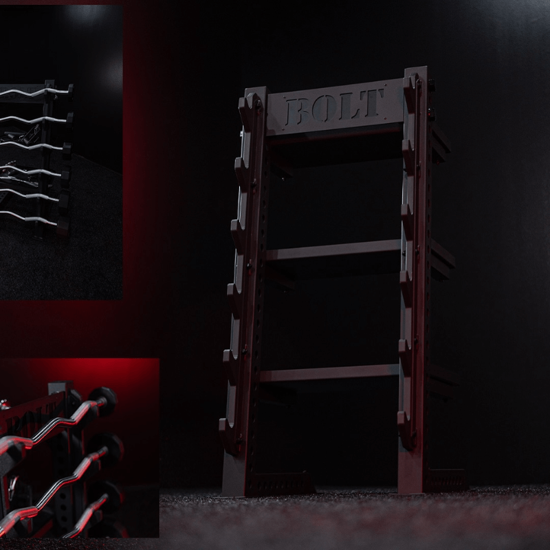 Fixed Straight & EZ Curl Barbell Set + Rack detail image 5