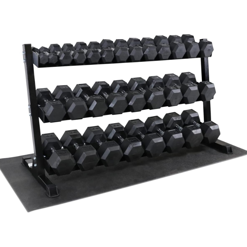 2.5kg - 30kg Rubber Hex Dumbbell Set + Rack product image