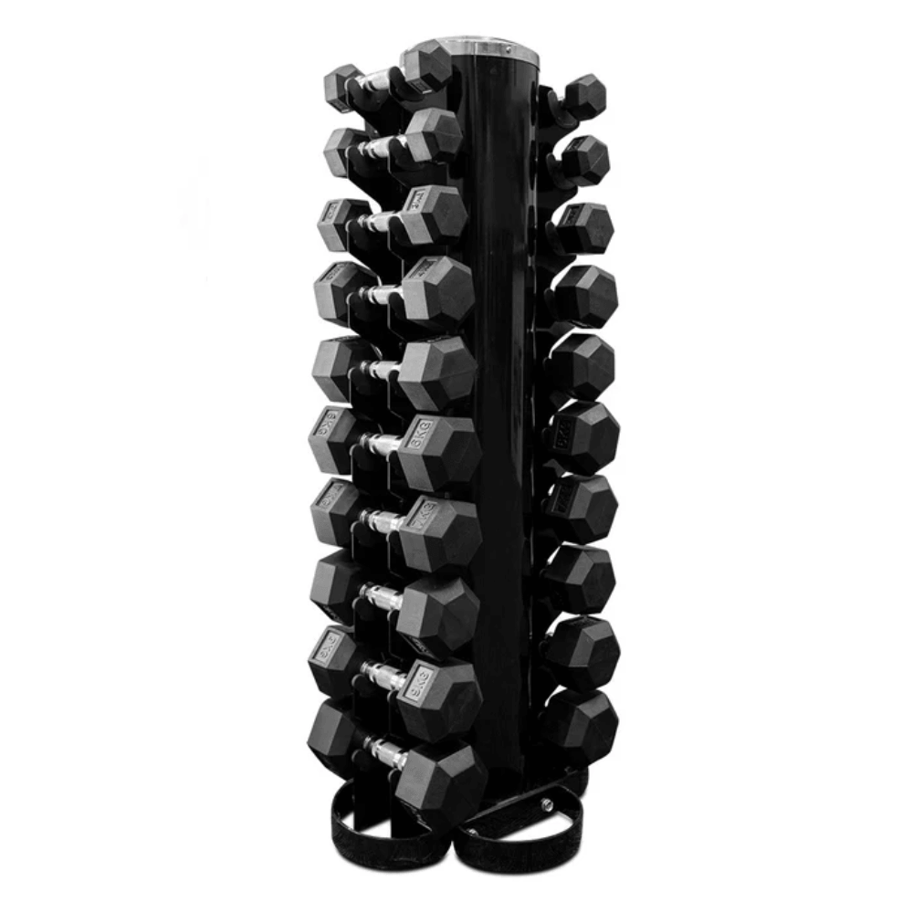 Force Fitness 1-10kg Rubber Hex Dumbbell Set + Rack product image