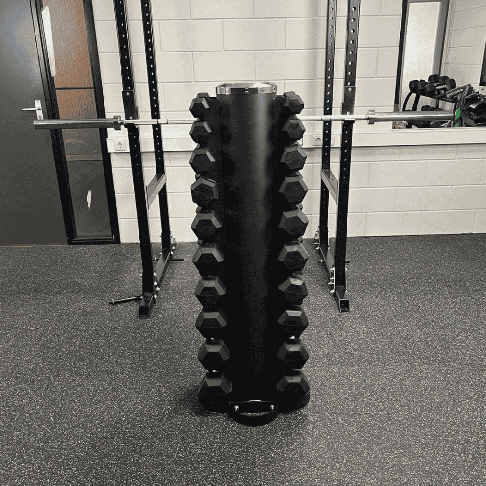 Force Fitness 1-10kg Rubber Hex Dumbbell Set + Rack detail image 5
