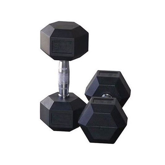 Hexagonal Dumbbells Rubber Coated Pairs (Black & Silver) product image