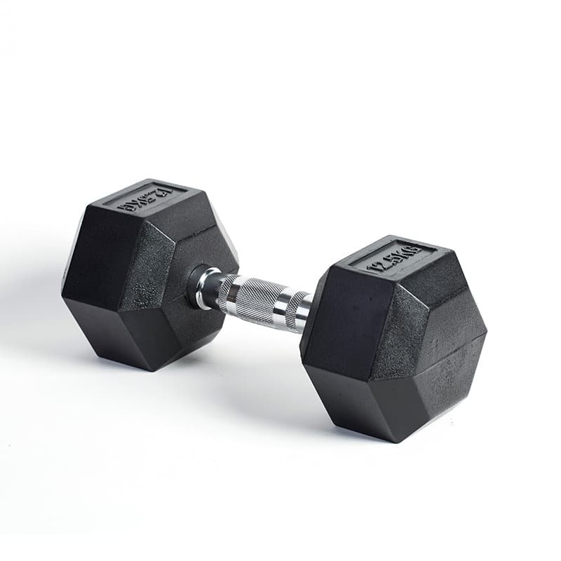 Hexagonal Dumbbells Rubber Coated Pairs (Black & Silver) detail image 4