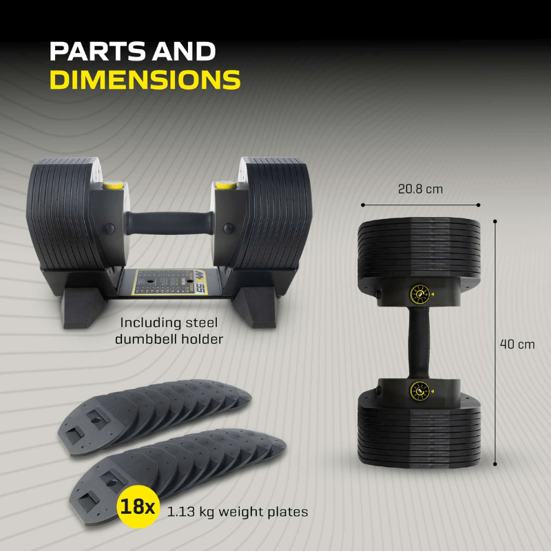 Mx55 Adjustable Dumbbell Set 4.5kg - 25kg detail image 4