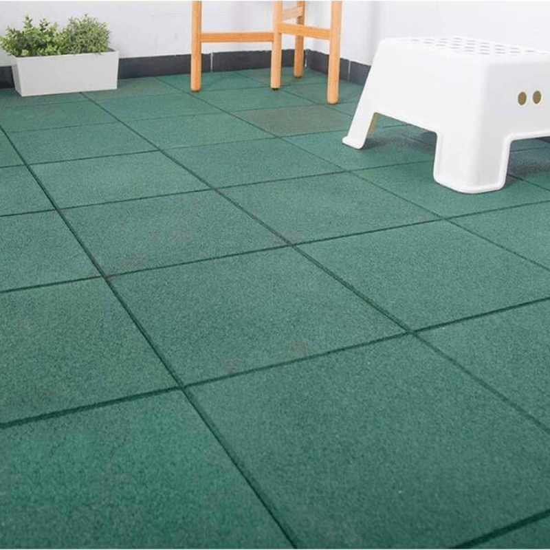 Green Outdoor Rubber Playground Mat - (Pack Of 4 Tiles) detail image 6