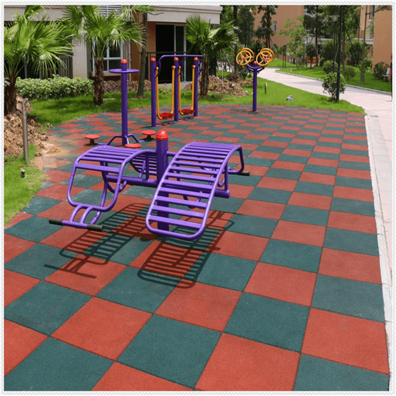 Red Outdoor Rubber Playground Mat - (Pack Of 4 Tiles) detail image 3