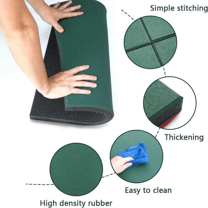 Green Outdoor Rubber Playground Mat - (Pack Of 4 Tiles) detail image 4