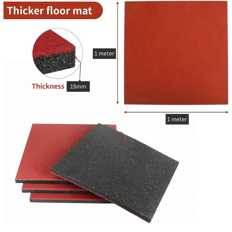 Red Outdoor Rubber Playground Mat - (Pack Of 4 Tiles) detail image 2