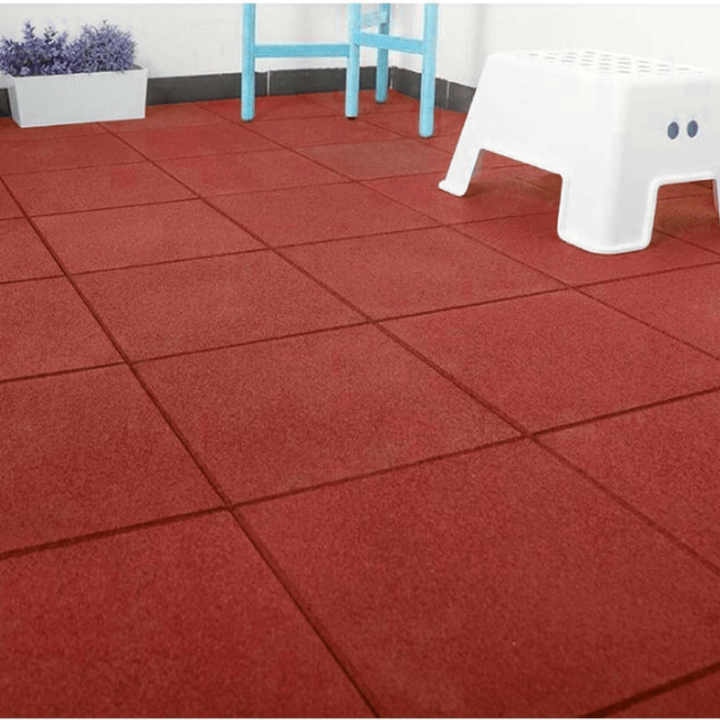 Red Outdoor Rubber Playground Mat - (Pack Of 4 Tiles) detail image 4