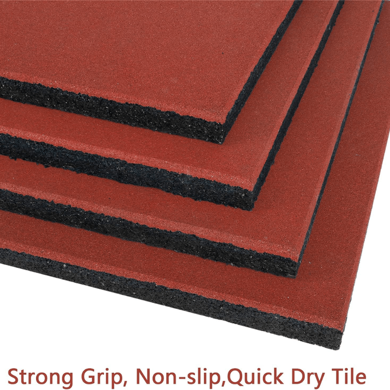Red Outdoor Rubber Playground Mat - (Pack Of 4 Tiles) detail image 5