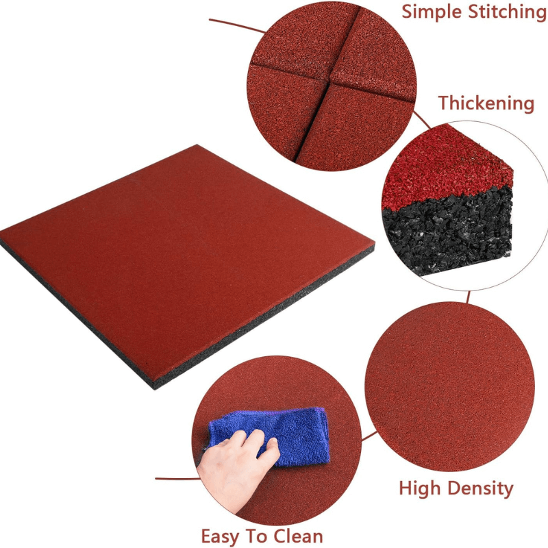 Red Outdoor Rubber Playground Mat - (Pack Of 4 Tiles) detail image 6
