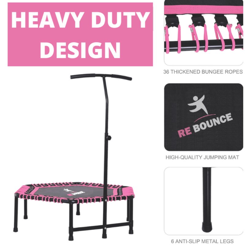 Hex Fitness Rebounder & Trampoline - Azalea Pink detail image 2