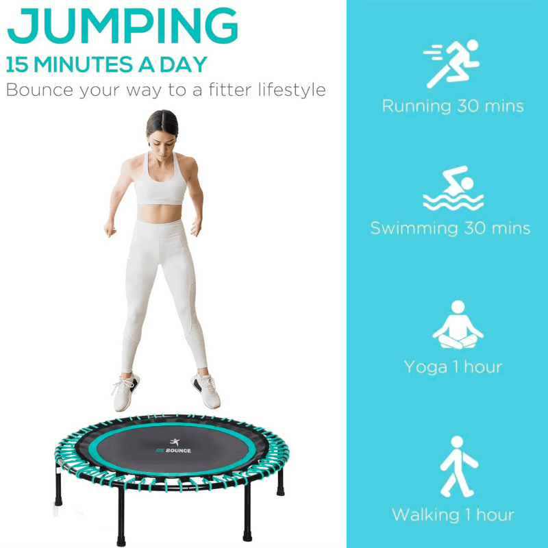 Rb250 Round Fitness Rebounder & Trampoline – Celeste Turquoise detail image 2