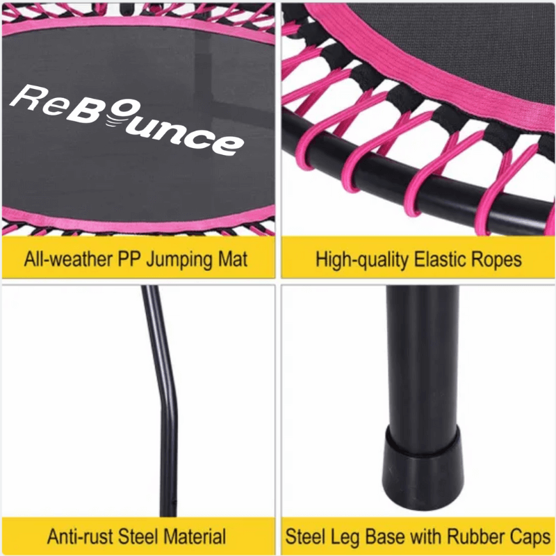 Rb100 Round 40″ Rebounder + Adjustable Handle – Pink detail image 3