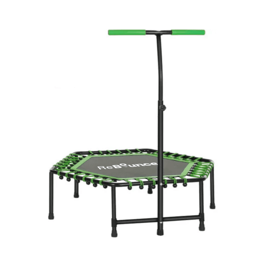 Rb150 Hex 45″ Rebounder + Adjustable Handle – Green — trampoline available from Gym Machines South Africa
