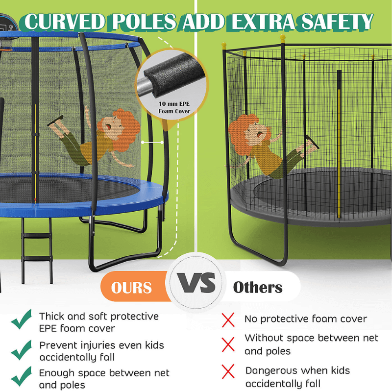 12FT Outdoor Trampoline + 2 Step Ladder detail image 2