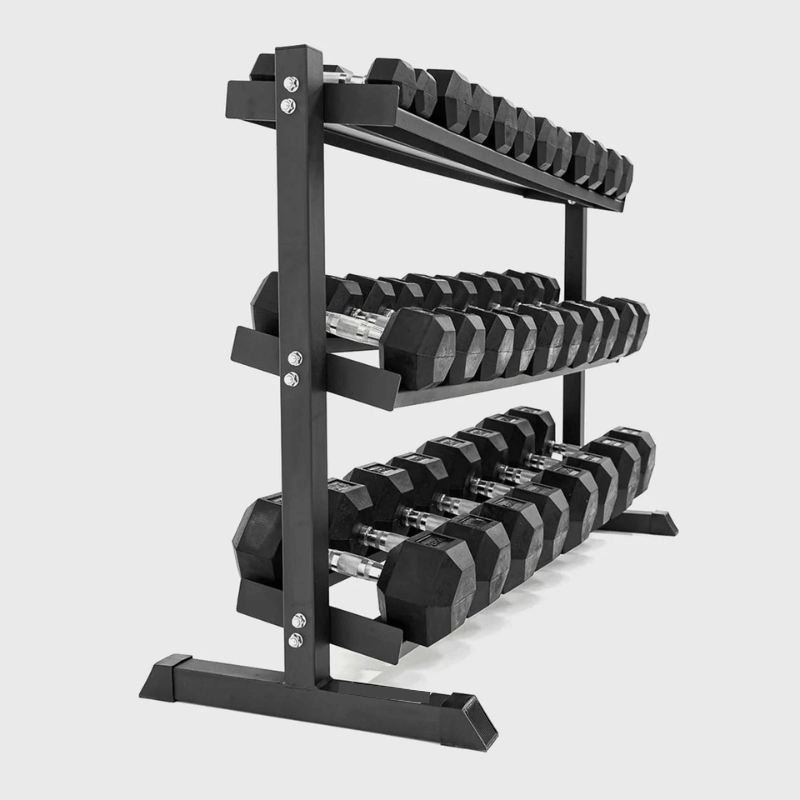 2.5kg - 30kg Rubber Hex Dumbbell Set + Rack detail image 5