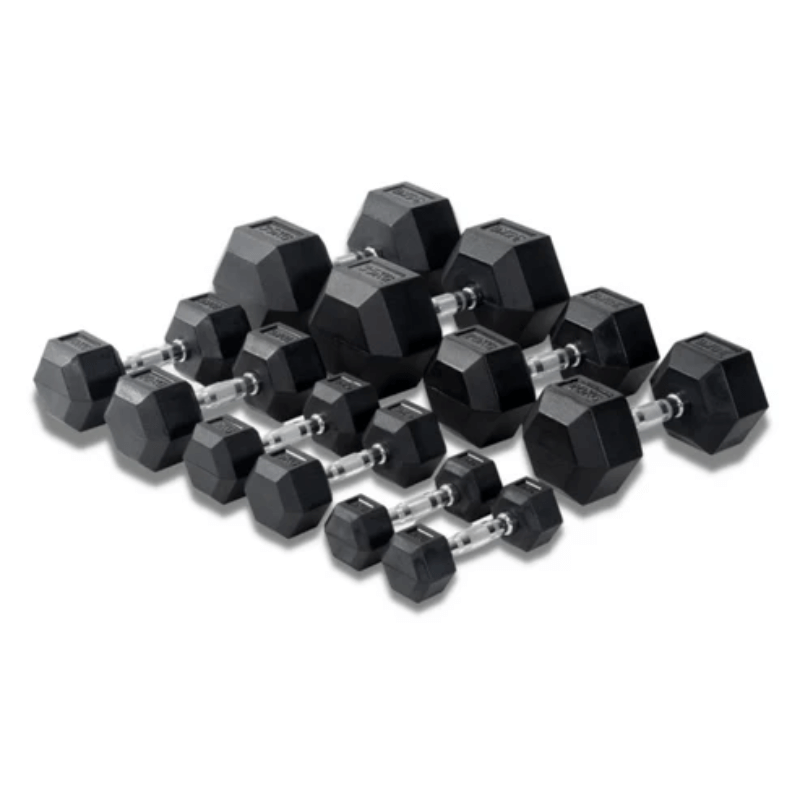 2.5kg - 30kg Rubber Hex Dumbbell Set + Rack detail image 2