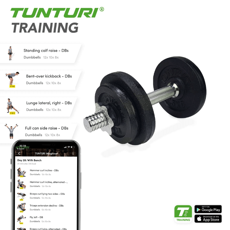 15kg Dumbbell Set - 1 Bar detail image 3