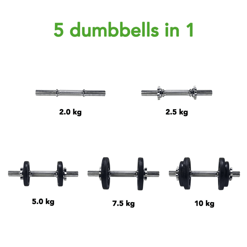 10kg Dumbbell Set - 1 Bar detail image 3