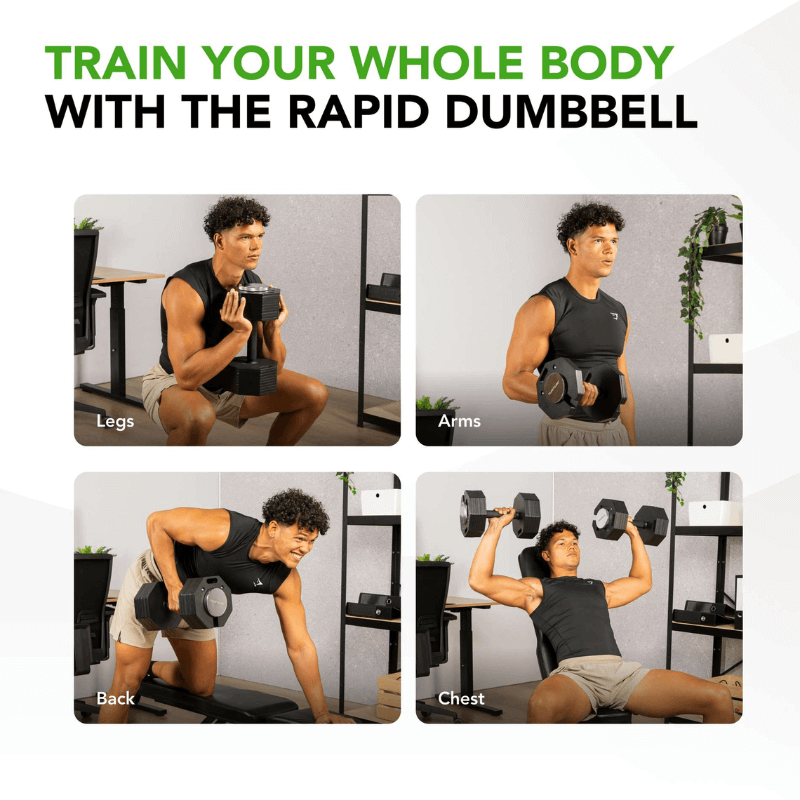 Rapid 20kg Adjustable Dumbbell Set + Rack detail image 2