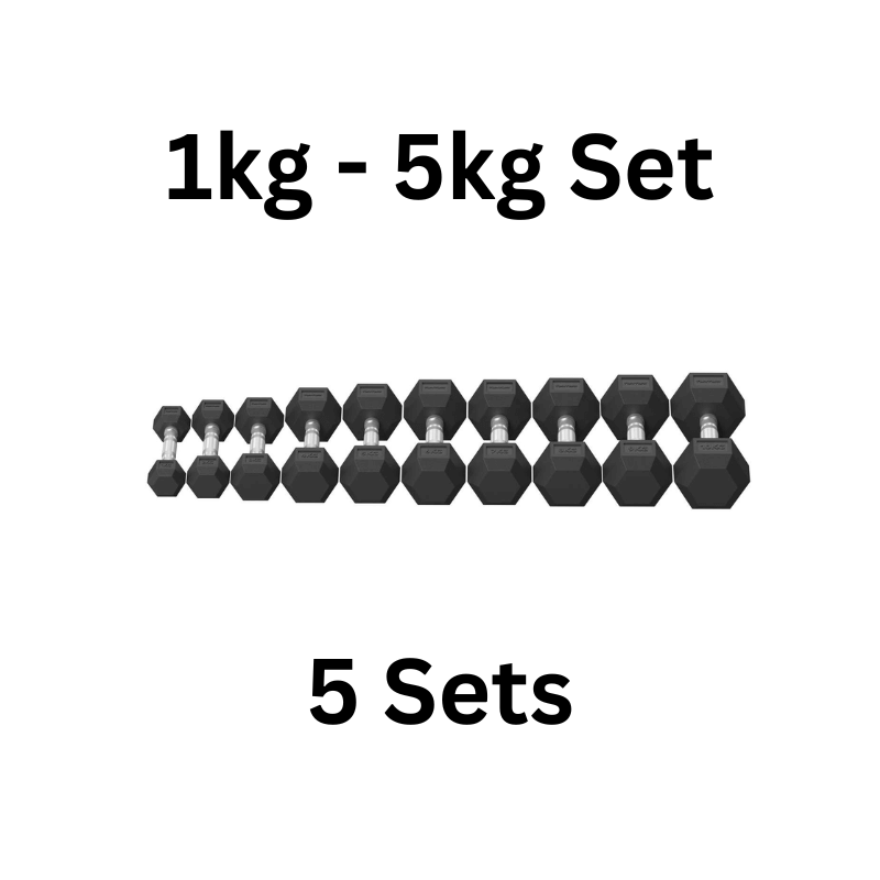 Studio 1kg – 5kg Rubber Hex Dumbbell Set detail image 2