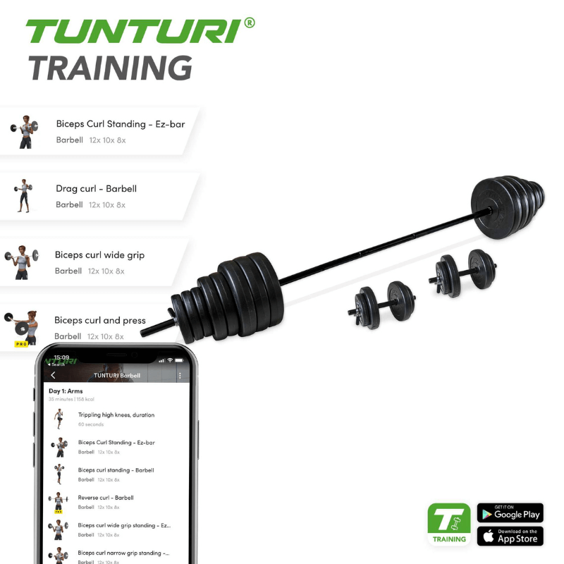 Tunturi Vinyl Barbell / Dumbbell Set 50kg detail image 3