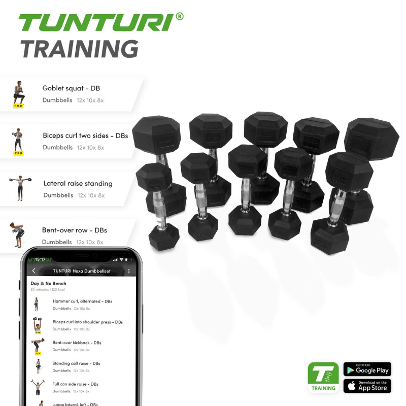 Rubber Dumbbells Set (12-20 KG) detail image 3