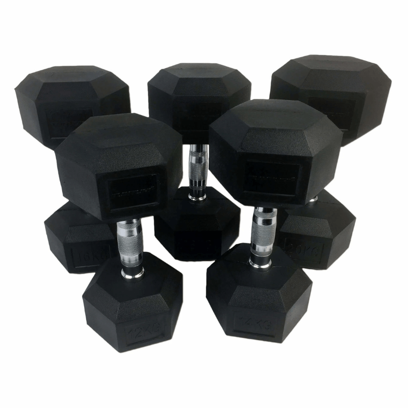 Rubber Dumbbell Set 1kg - 10kg + Rack detail image 6