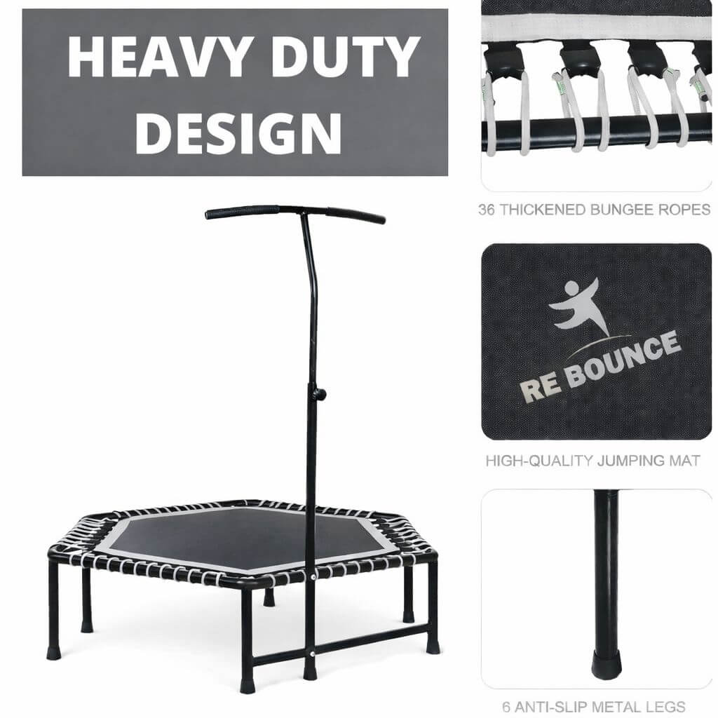 Hex Fitness Rebounder & Trampoline – Sterling Grey detail image 4