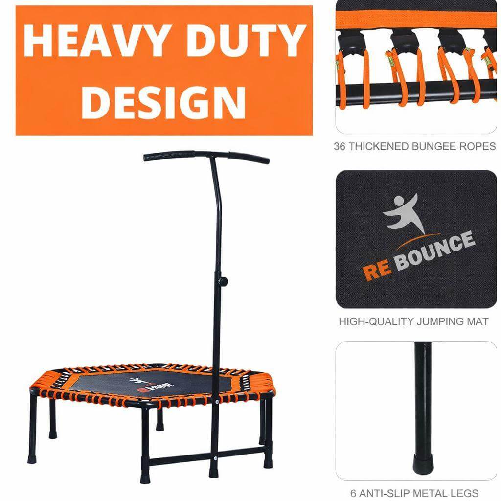 Hex Fitness Rebounder & Trampoline – Valencia Orange detail image 3