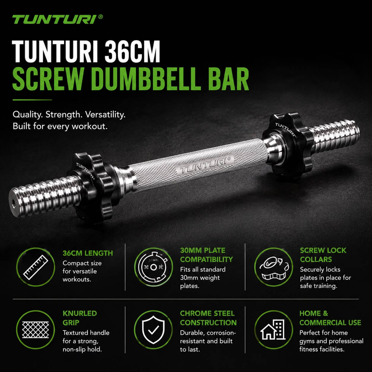 Dumbbell Bar 36cm, Screw detail image 3