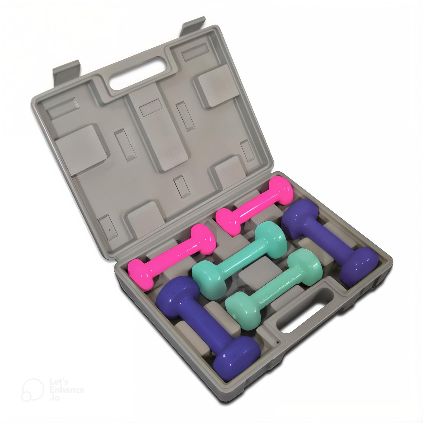 Vinyl Dumbbell Set With Case 6kg-PAIR product image