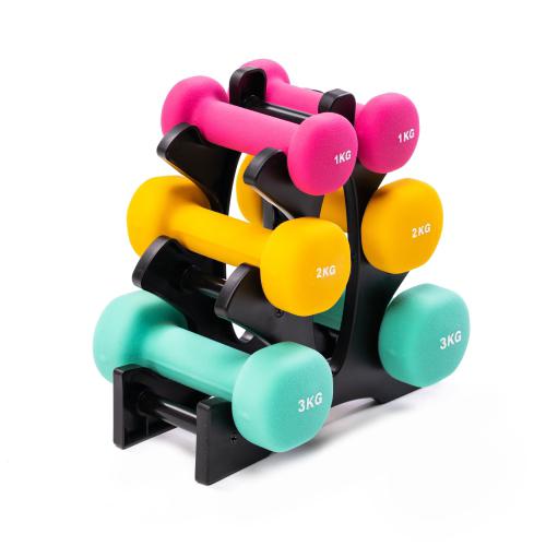 Vinyl / Neoprene Dumbbell Set With Stand 12kg – 1kgX2, 2kgX2, 3kgX2 product image